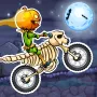 Moto X3M Spooky Land is a stunt-driving game. You ride a motorcycle along Halloween-themed tracks. The tracks have challenging obstacles and jumping possibilities. Your primary goal is to finish quickly to achieve a three-star rating.